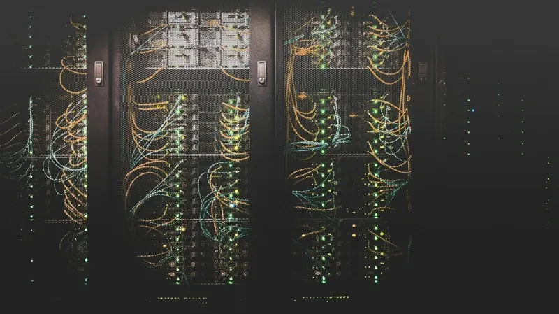 Armadi rack di server in una sala macchine